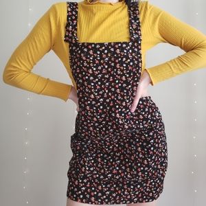 Floral Corduroy Overall Dress